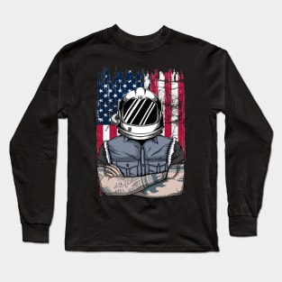 4th of July Astronaut patriotic astronaut American Astronaut moon landing Long Sleeve T-Shirt